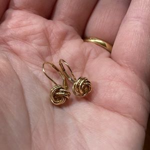 14K GOLD stamped LOVE KNOT LEVERBACK EARRINGS